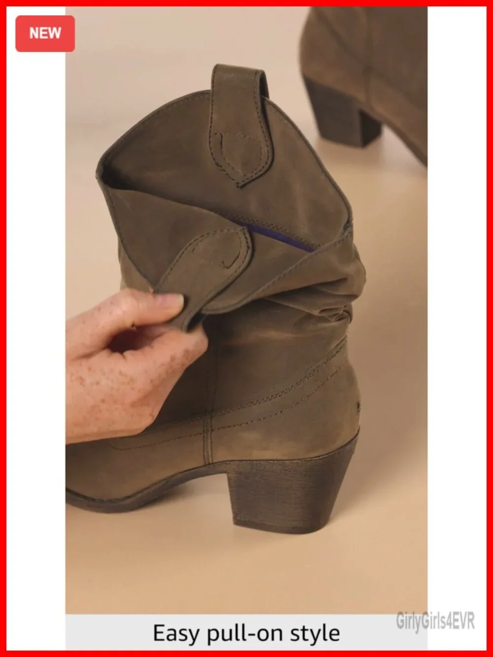 Women's Round Toe Ankle Bootie with Block Heel - Cute Cowgirl Style, 8